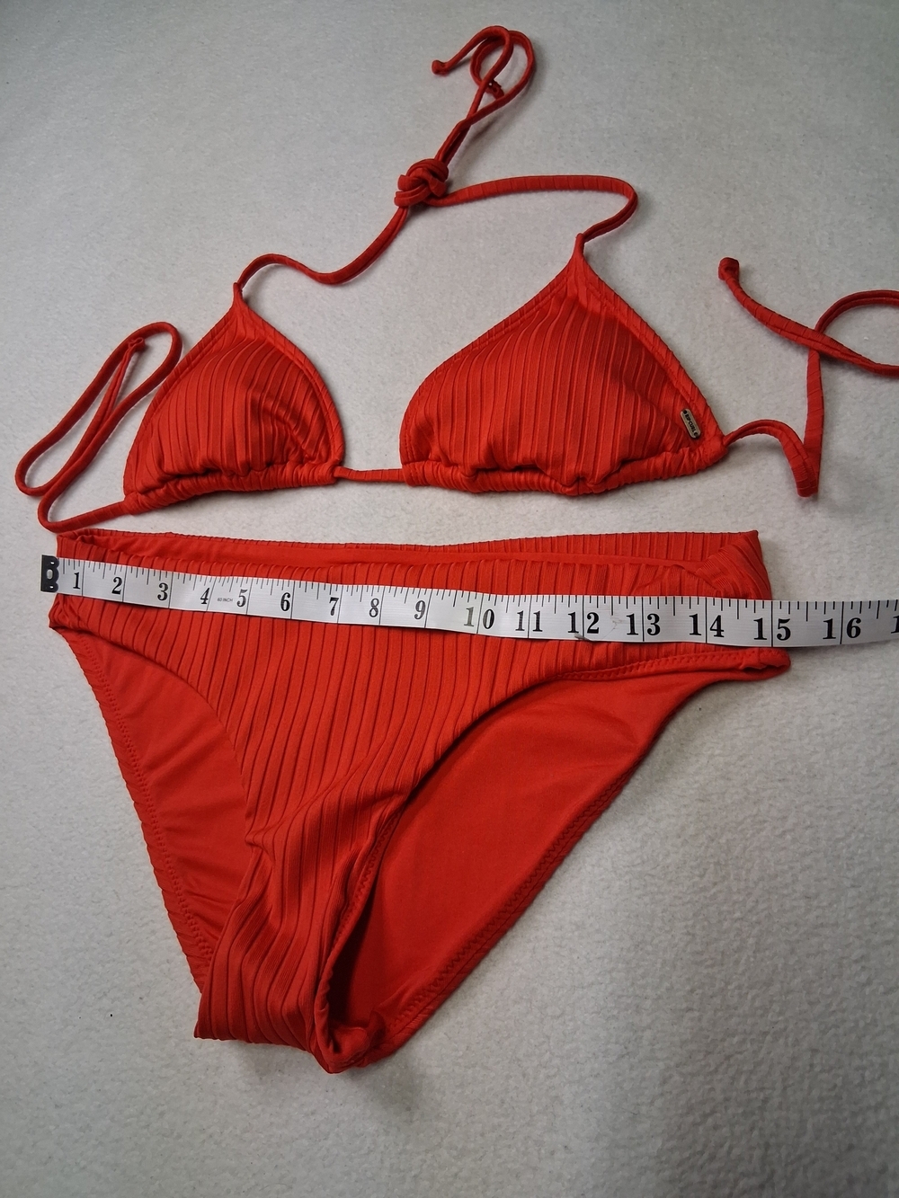 Rip Curl Red Ribbed Triangle Bikini Set - Picture 3 of 6
